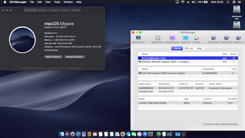 Success Hackintosh macOS Mojave 10.14.1 Build 18B75 at Asus A455LF-WX158D